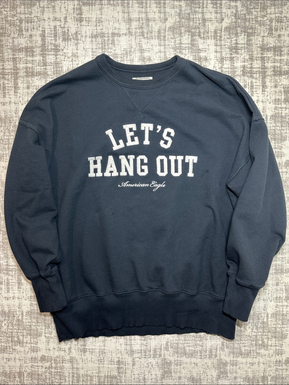 American Eagle Outfitters Navy 'LET'S HANG OUT' Crewneck Sweatshirt